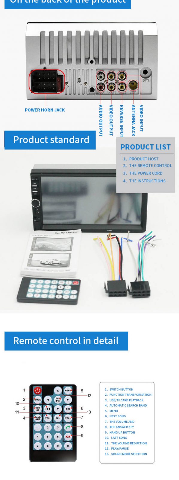 car mp5 player bluetooth radio