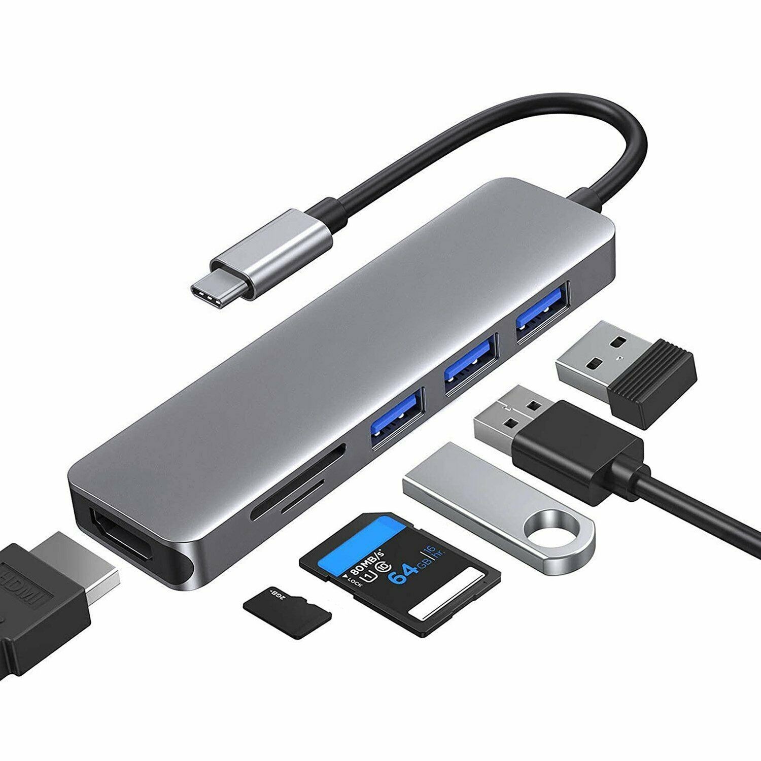 usb type c 6 in 1 hub