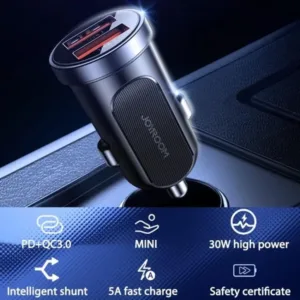 Joyroom Mini dual-port QC3.0 Car Fast Charger 2x USB 30W Quick Charge